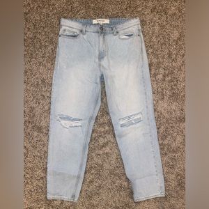 Men’s washed denim slim straight leg